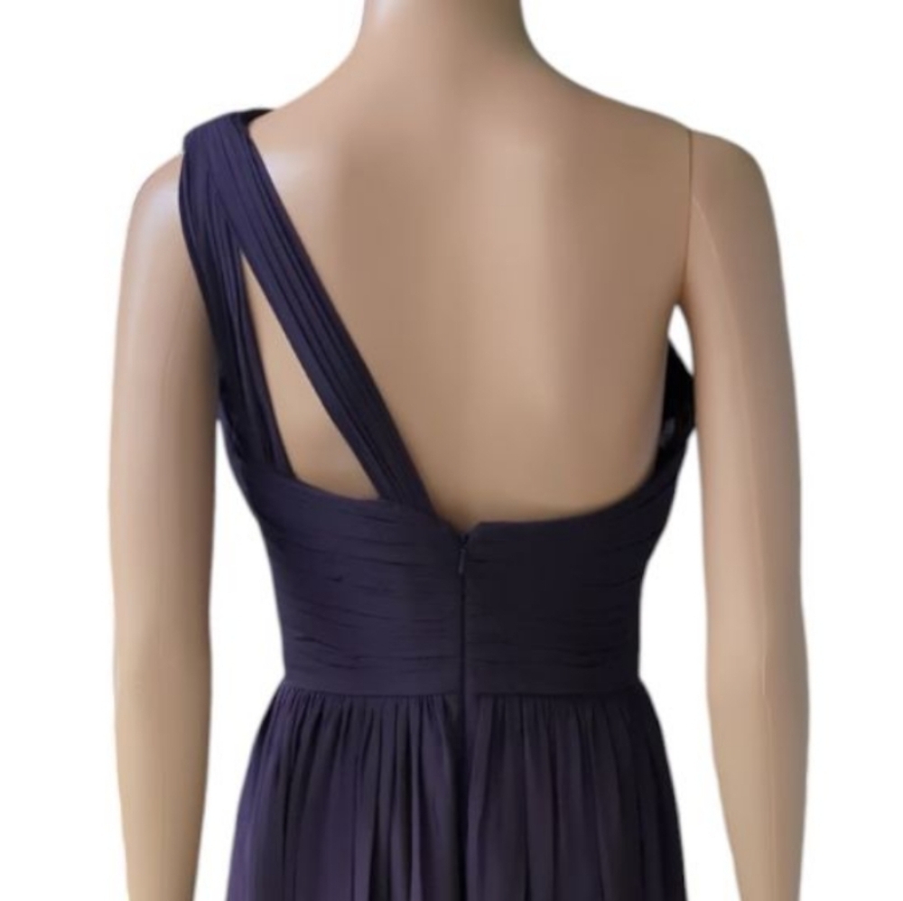 Bill Levkoff Plum One Shoulder Chiffon Evening Gown Formal Dress 8 - Picture 6 of 11